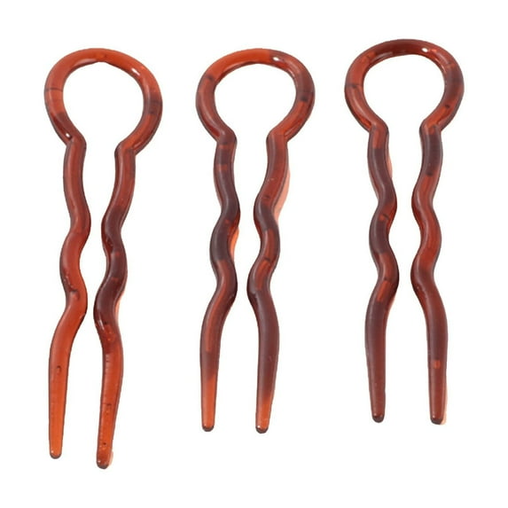 3PCS U Shaped Hair Pins Wavy Crink Chignon Bun Styling Clip French Sleek Braid Pin Updo Accessories For Women Girls Lady Hair Barrettes