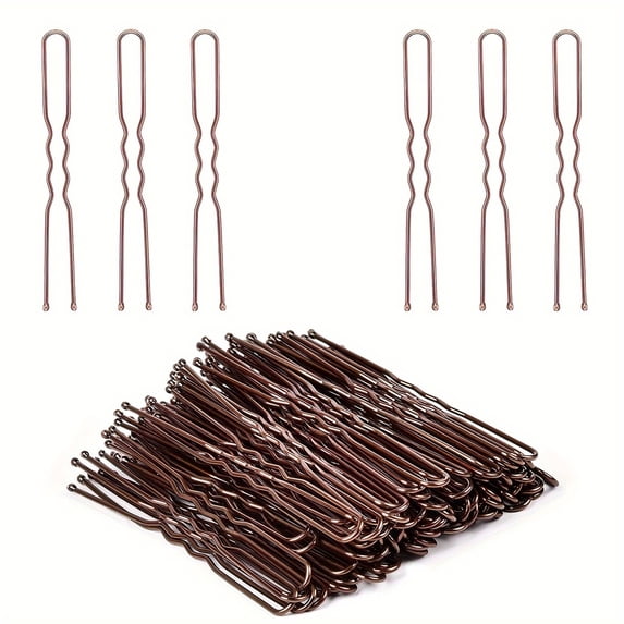 U-Shaped Hair Pins for Secure Bun and Updo Styling, No-Slip Metal Bobby Pins for Bridal and Daily Wear, 50 Count