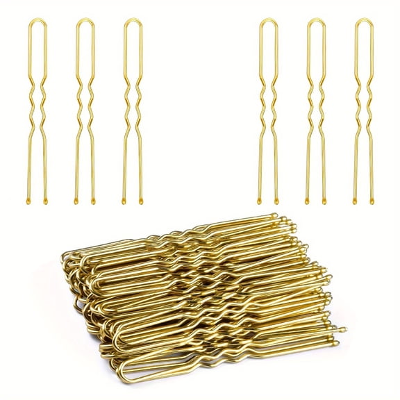 U Shaped Hair Pins for Updos, Thick Metal Bobby Pins Secure Wedding Bun & Bridal Hairstyles, Salon Grade No Slip Hairpins 50 Count