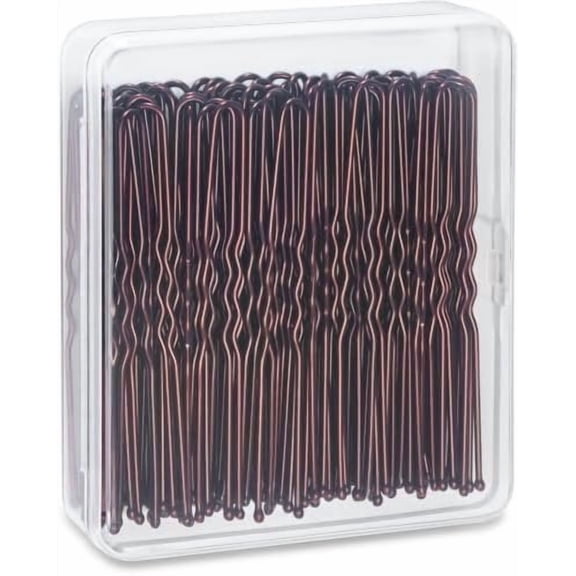 U Shaped Hair Pins for Women, 100 Count, Brown U Pins with Small Box | Regular Size, Bun Pins for Brown Hair