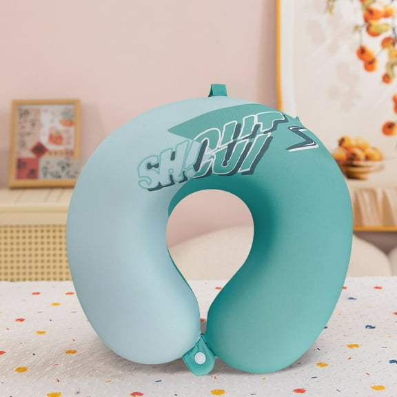 U-Shaped Ice Silk Travel Neck Pillow - Ergonomic Support, Airplane Essential, Memory Foam Core with Washable Cover, for Car/Camping, Pressure Relief Comfort Aid, Green
