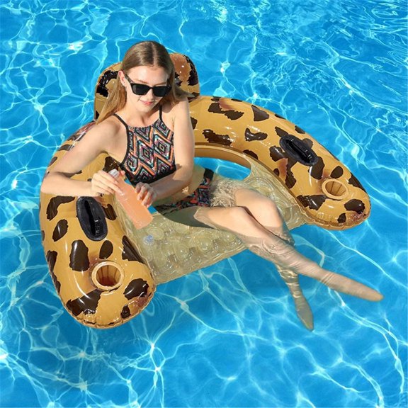 U-Shaped Inflatable Pool Float Lounge Chair, Comfort Water Float For Adults, Sturdy Inflatable Seat For Swimming Parties And Summer Water Entertainment,Brown