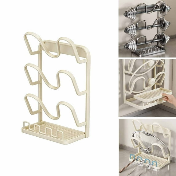 U Shaped Kitchen Lid Organizer Rack With Tray Efficient Countertop ...
