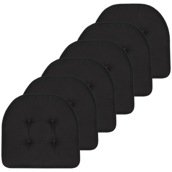 U-Shaped Memory Foam Chair Pads 6 Pack Black