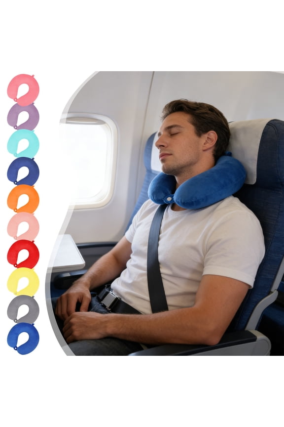 U-Shaped Memory Foam Neck Pillow - Comfortable Cushion for Office Naps, Travel on Airplanes & Cars, Durable Ergonomic Pillow for Neck Support, Essential Travel & Office Accessory, 12*12in, Purple