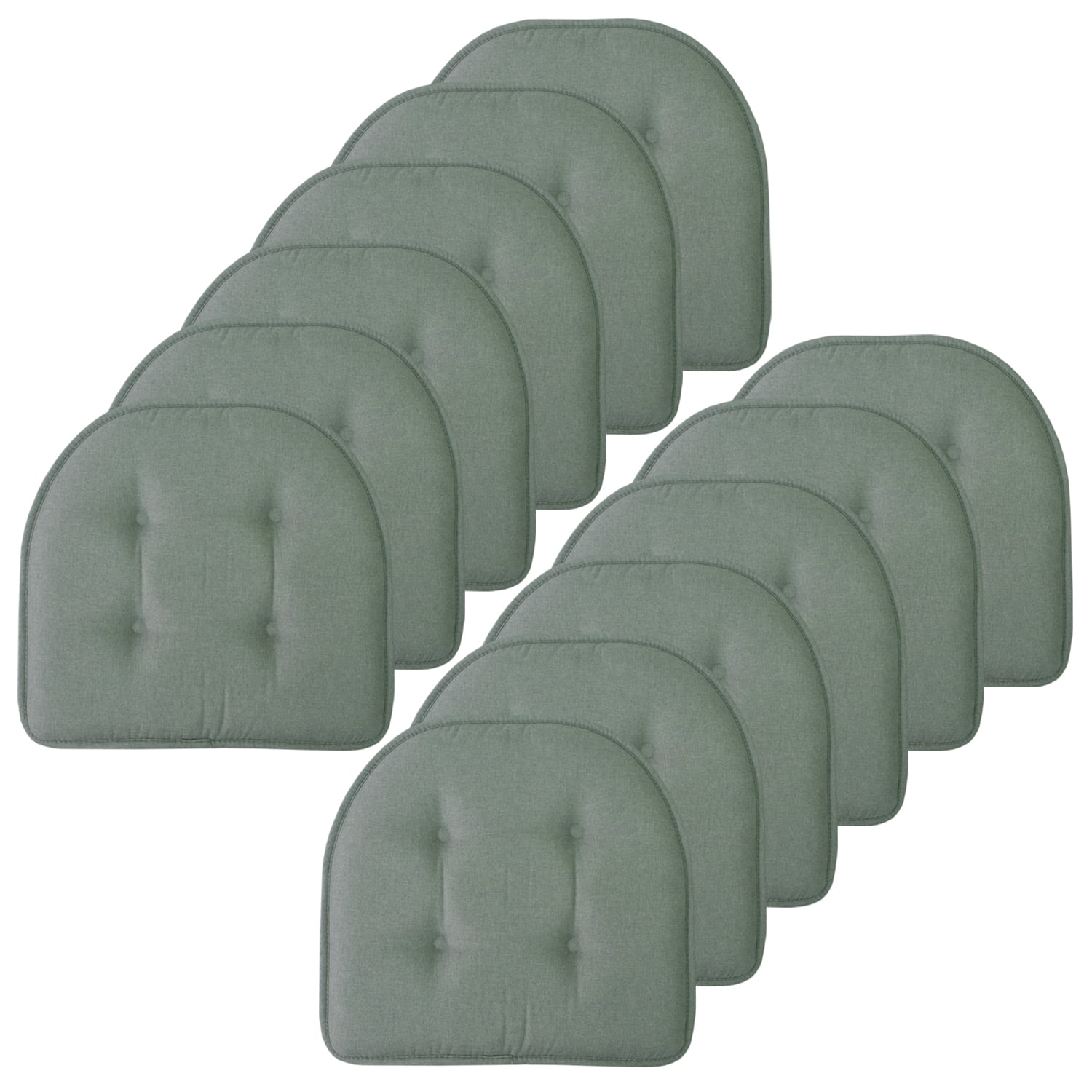 U-Shaped Memory Foam No Slip Back 16 x 16 Chair Pad Cushion 12 Pack - Scuba