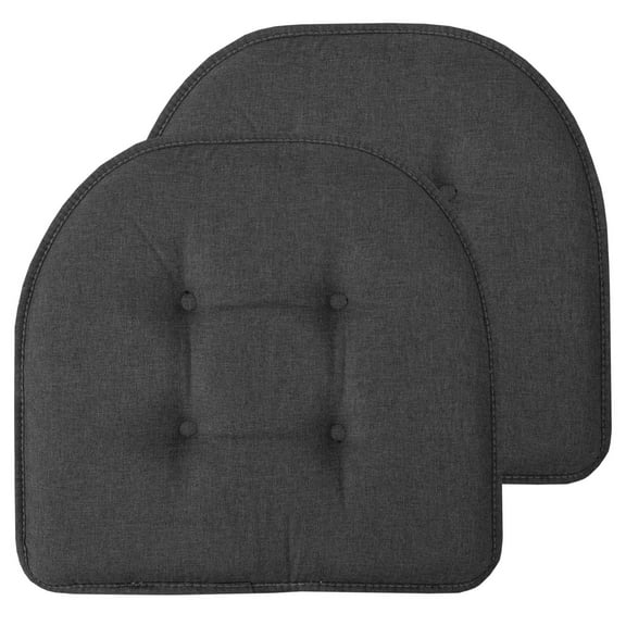 U-Shaped Memory Foam No Slip Back 16 x 16 Chair Pad Cushion 2 Pack - Charcoal