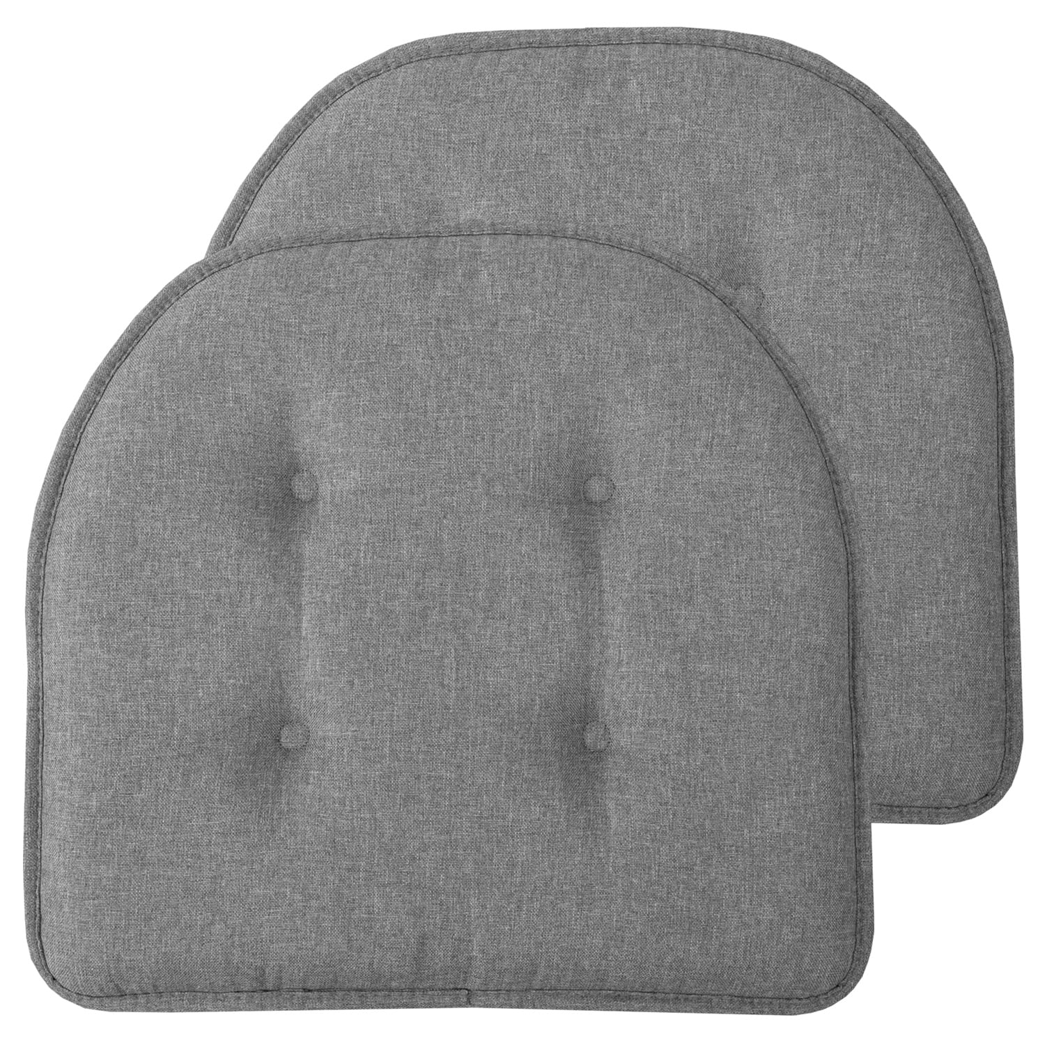 U-Shaped Memory Foam No Slip Back 16 x 16 Chair Pad Cushion 2 Pack - Gray