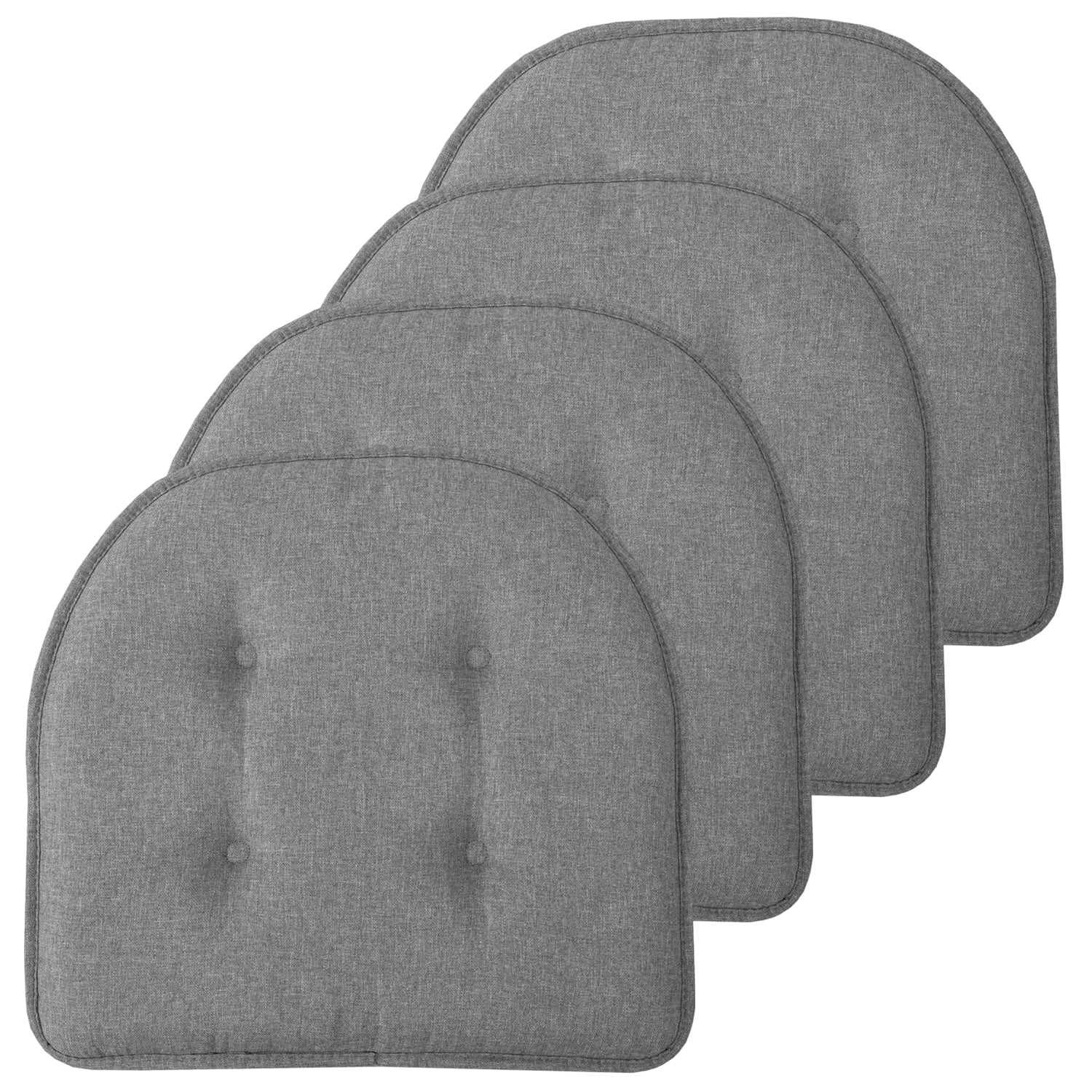 U-Shaped Memory Foam No Slip Back 16 x 16 Chair Pad Cushion 4 Pack - Gray