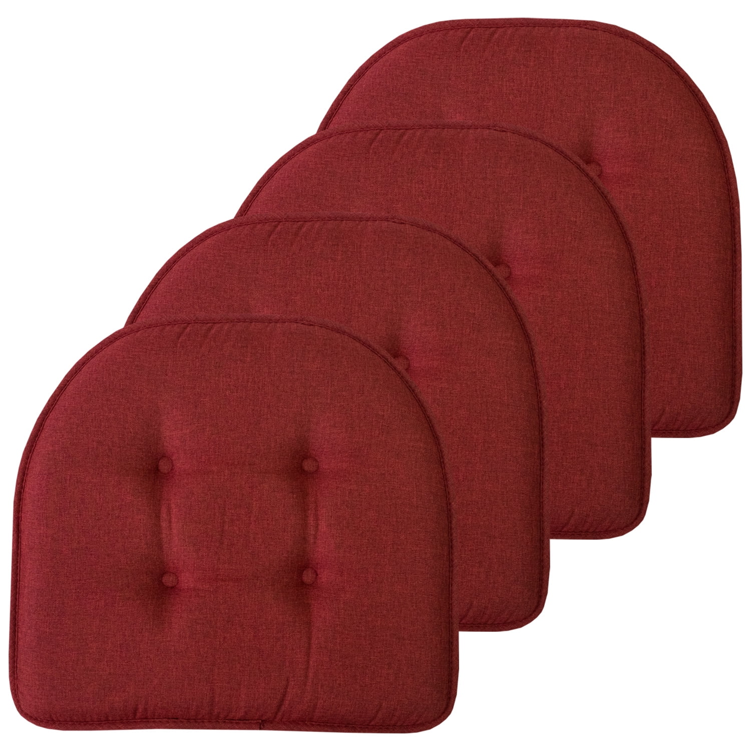 U-Shaped Memory Foam No Slip Back 16 x 16 Chair Pad Cushion 4 Pack - Wine