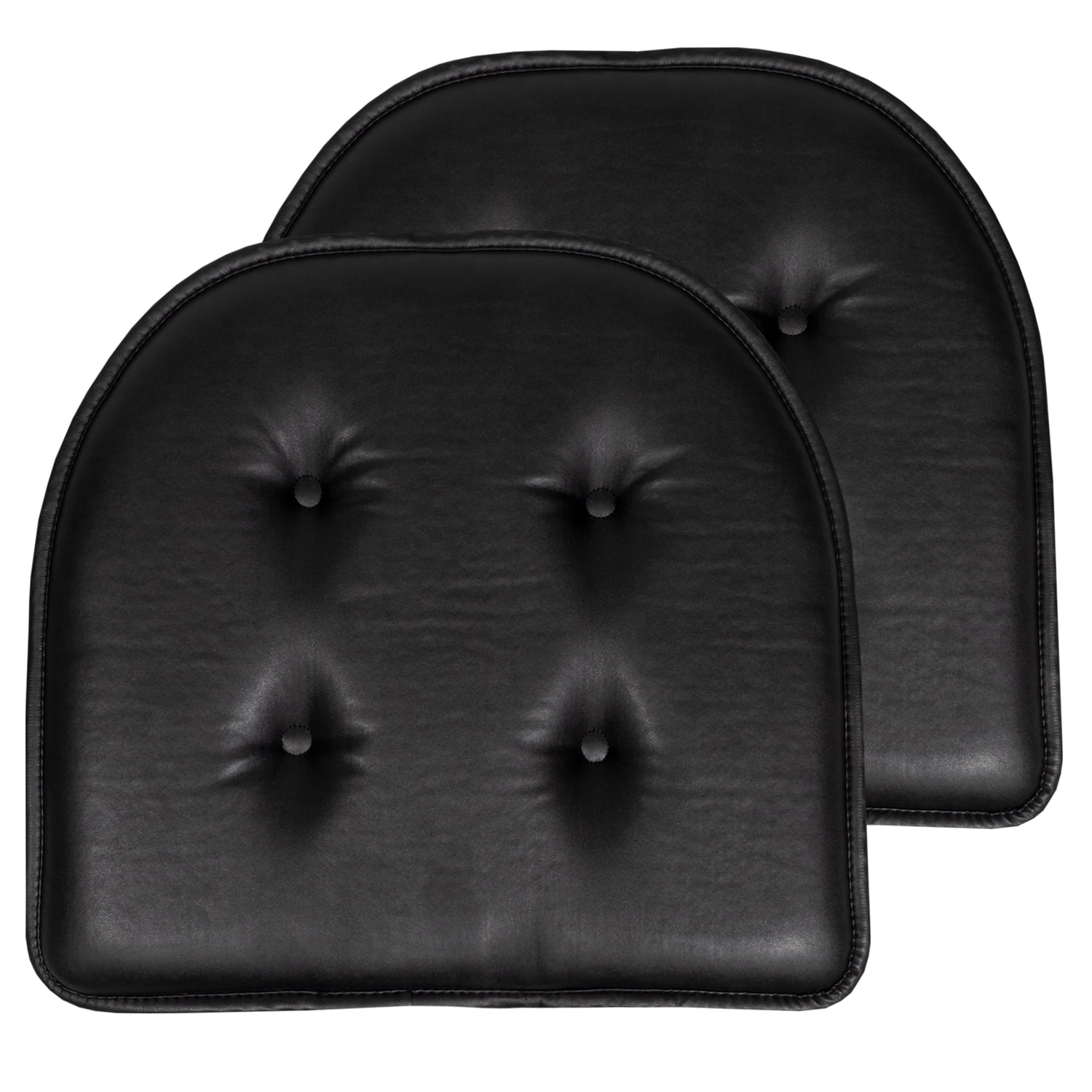 GoodGram Non Slip Chenille Premium Memory Foam Chair Cushions (4 Pack) - 16  in. W x 16 in. L, Black