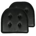 thumbnail image 1 of U-Shaped Memory Foam No Slip Back 16 x 17 Faux Leather Chair Pad Cushion 2 Pack - Black, 1 of 7