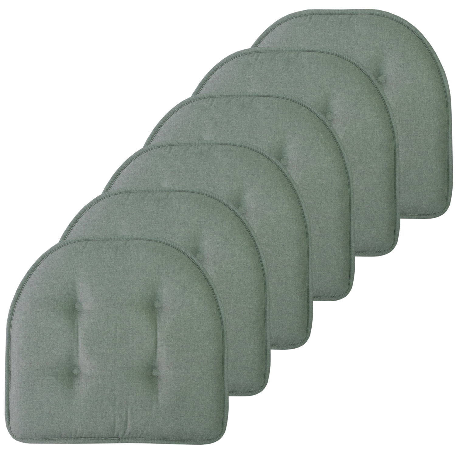 U-Shaped Memory Foam No Slip Back 17 x 16 Chair Pad Cushion 6 Pack, Gray