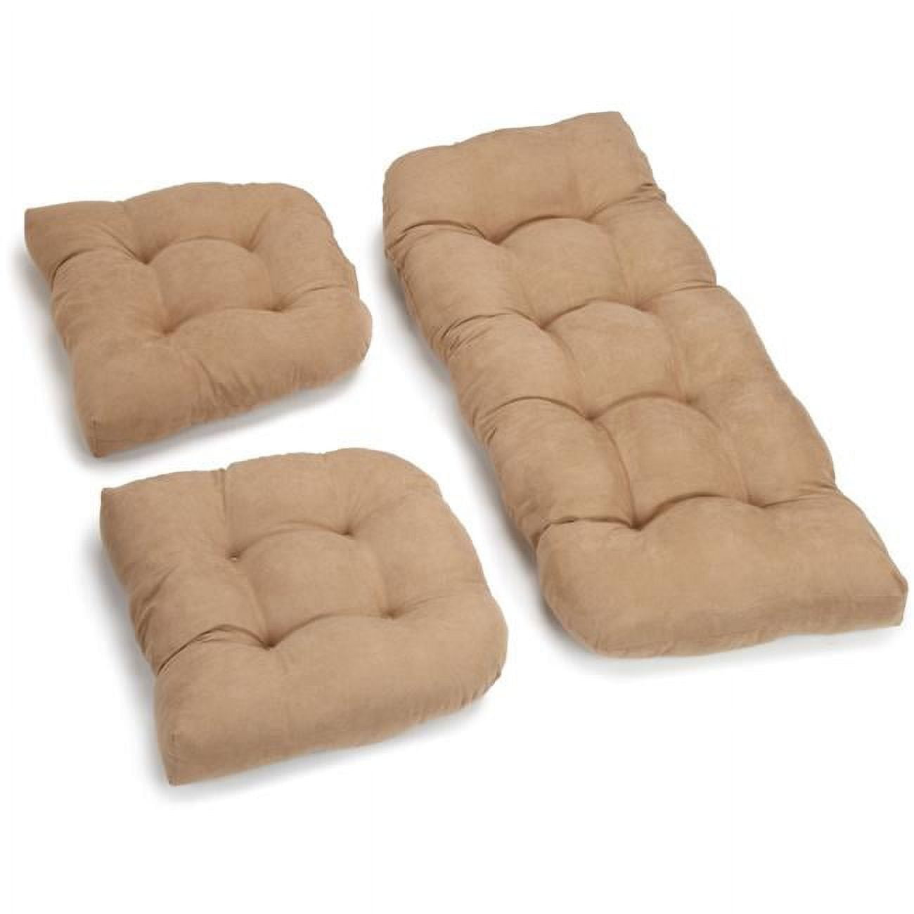 UShaped Microsuede Tufted Settee Cushion Set, Java Set of 3
