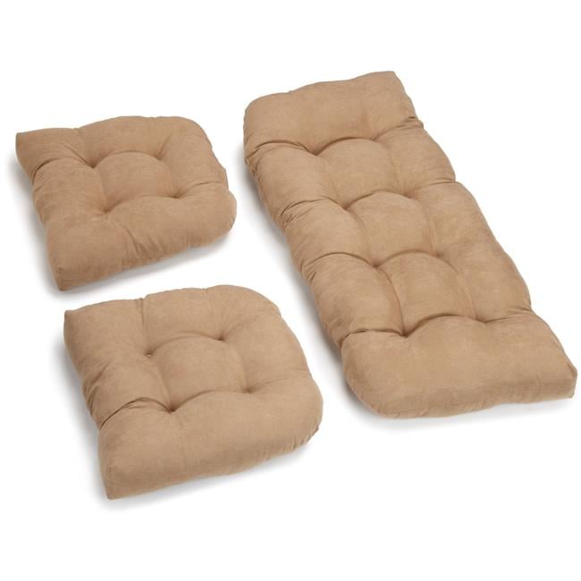 UShaped Microsuede Tufted Settee Cushion Set, Java Set of 3
