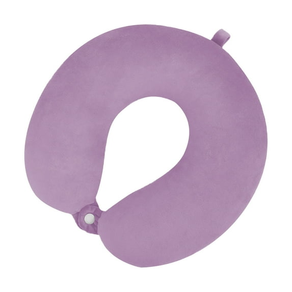 U-Shaped Neck Pillow for Travel & Office, Polyester Ergonomic Support with Snap Closure, 30x30x8cm in (Purple)