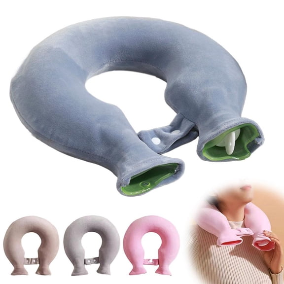 U-Shaped Neck & Shoulder Heating Pad, Hot Water Bottle for Neck Pain Relief, Microwaveable Cervical Support Pillow with Soft Cover, Warm Compress Therapy for Home & Travel