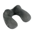 thumbnail image 1 of U-Shaped PVC Flocked Inflatable Travel Pillow Lightweight, Compact, Comfortable Neck Support for Airplane & Car Journeys - Soft Warm Texture, Elastic Design (31x31x14cm) Dark Gray, 1 of 4
