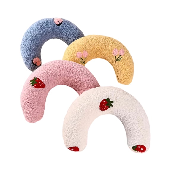 U-Shaped Pet Sleeping Pillow, Soft Neck Support for Cats and Dogs, Cozy Bedding Accessory for Deep Sleep, Machine Washable Plush Material, Random Color Design