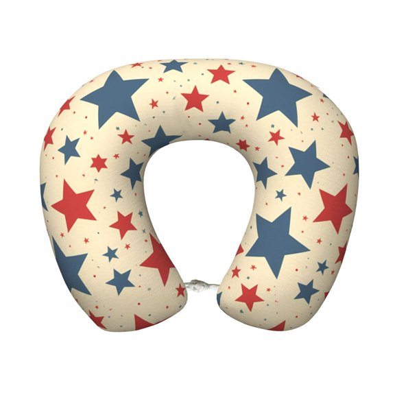 U-Shaped Pillow 11.89.8in With Pillow Core Comfortable Soft Invisible Zipper For Daily Travel Driving Office Independence Day Theme Elements Star (1)
