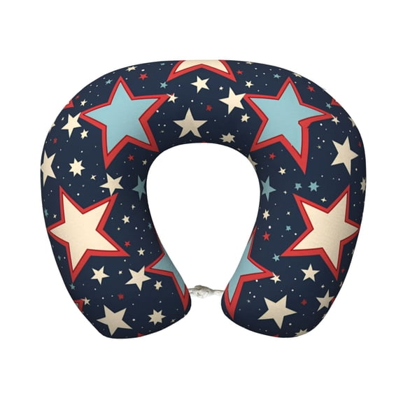 U-Shaped Pillow 11.89.8in With Pillow Core Comfortable Soft Invisible Zipper For Daily Travel Driving Office Independence Day Theme Elements Star (6)