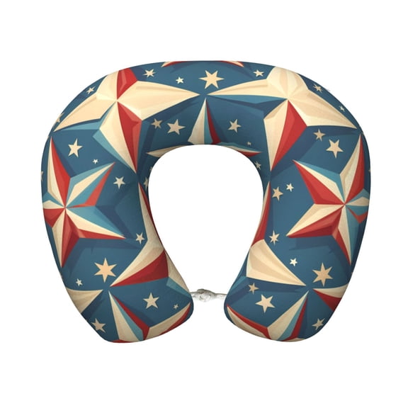 U-Shaped Pillow 11.89.8in With Pillow Core Comfortable Soft Invisible Zipper For Daily Travel Driving Office Independence Day Theme Elements Star (7)