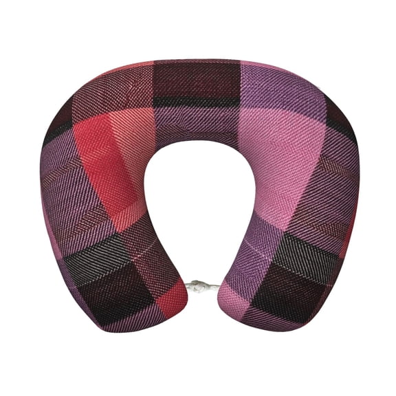 U-Shaped Pillow 11.89.8in With Pillow Core Comfortable Soft Invisible Zipper For Daily Travel Driving Office Palevioletred Buffalo Plaid Check Tartan Scotland_4