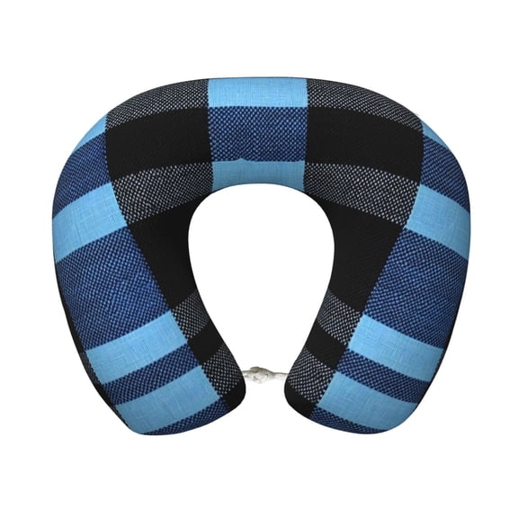 U-Shaped Pillow 11.89.8in With Pillow Core Comfortable Soft Invisible Zipper For Daily Travel Driving Office Slateblue Buffalo Plaid Check Tartan Scotland_3