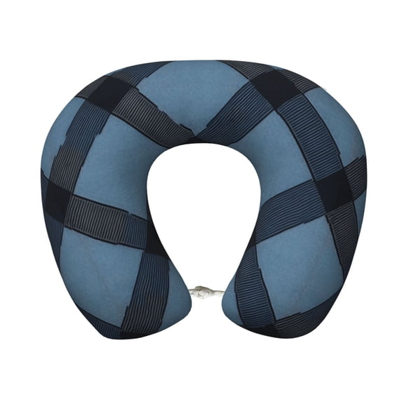 U-Shaped Pillow 11.89.8in With Pillow Core Comfortable Soft Invisible Zipper For Daily Travel Driving Office Slateblue Buffalo Plaid Check Tartan Scotland_4