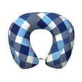 thumbnail image 1 of U-Shaped Pillow 11.8×9.8in With Pillow Core Comfortable Soft Invisible Zipper For Daily Travel Driving Office Argyle Plaid Deepskyblue_1, 1 of 8