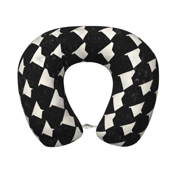 U-Shaped Pillow 11.8×9.8in With Pillow Core Comfortable Soft Invisible Zipper For Daily Travel Driving Office Black Houndstooth Vintage Texture_3