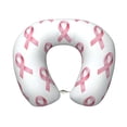 thumbnail image 1 of U-Shaped Pillow 11.8×9.8in With Pillow Core Comfortable Soft Invisible Zipper For Daily Travel Driving Office Classic Pink Ribbon Pattern, 1 of 8