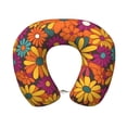 thumbnail image 1 of U-Shaped Pillow 11.8×9.8in With Pillow Core Comfortable Soft Invisible Zipper For Daily Travel Driving Office Groovy Flowers (25), 1 of 8