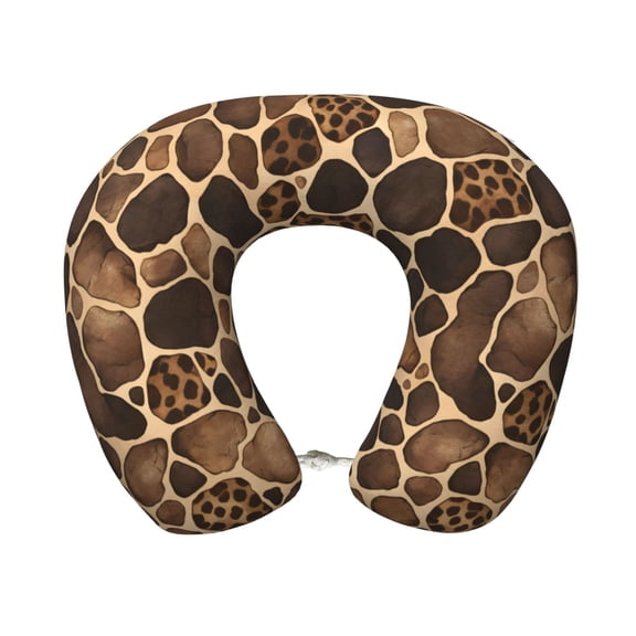 U-Shaped Pillow 11.89.8in With Pillow Core Comfortable Soft Invisible Zipper For Daily Travel Driving Office Leopard Skin Print Style Firebrick_1