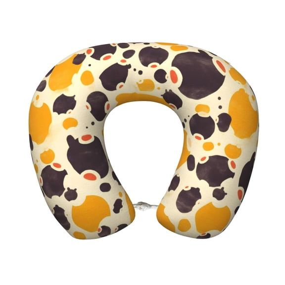 U-Shaped Pillow 11.89.8in With Pillow Core Comfortable Soft Invisible Zipper For Daily Travel Driving Office Milk Cow Print Style Sienna_3
