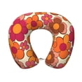 thumbnail image 1 of U-Shaped Pillow 11.8×9.8in With Pillow Core Comfortable Soft Invisible Zipper For Daily Travel Driving Office Retro Groovy Flowers Pattern (12), 1 of 8