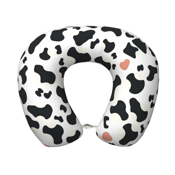 U-Shaped Pillow 11.89.8in With Pillow Core Comfortable Soft Invisible Zipper For Daily Travel Driving Office Simple Cow Print Pattern1_3