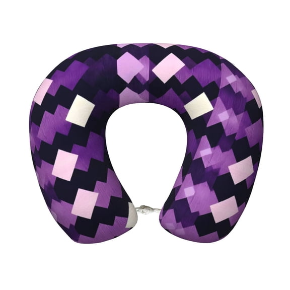 U-Shaped Pillow 11.89.8in With Pillow Core Comfortable Soft Invisible Zipper For Daily Travel Driving Office Violet Retro Houndstooth_1
