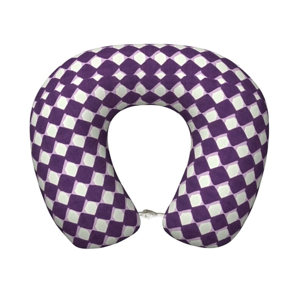 U-Shaped Pillow 11.89.8in With Pillow Core Comfortable Soft Invisible Zipper For Daily Travel Driving Office Violet Retro Houndstooth_2