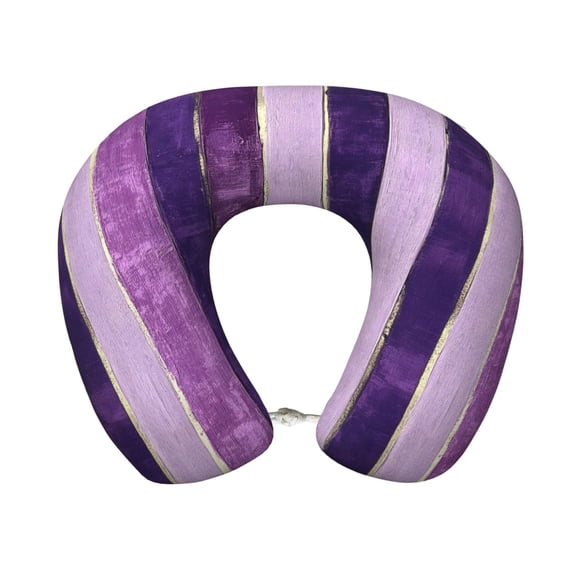 U-Shaped Pillow 11.89.8in With Pillow Core Comfortable Soft Invisible Zipper For Daily Travel Driving Office Violet Violet Stripe_2