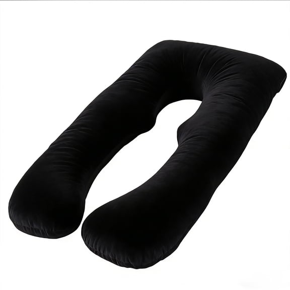U-Shaped Pregnancy Pillow (49.2" x 28.3") - Full Body Maternity Support Pillow for Total Body Pain Relief, Black