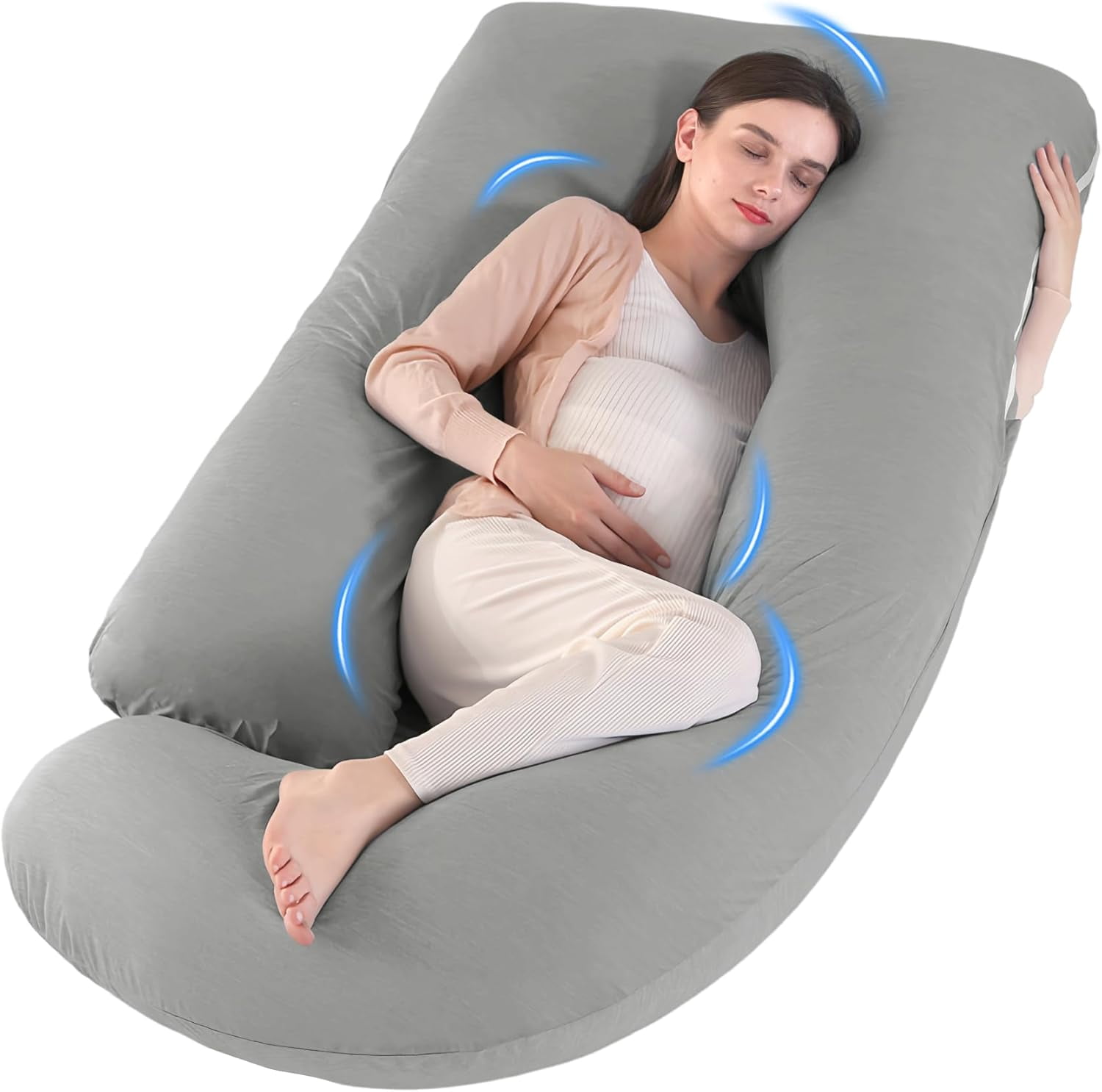 U-Shaped Pregnancy Pillow for Sleeping, Full Body Support for Back, HIPS & Belly - 57 Inch Maternity Pillow with Machine Washable Cover | Maternity Essential
