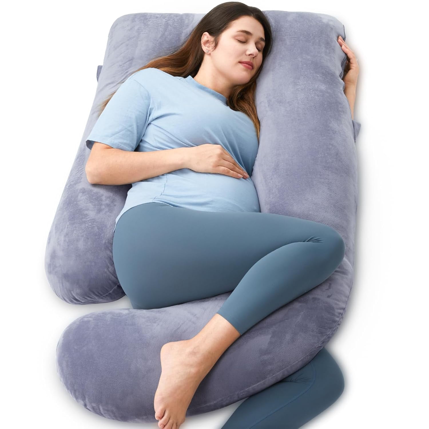 U Shaped Pregnancy Pillows with Cotton Removable Cover, Full Body Pillow Maternity Support, Must Have for Pregnant Women