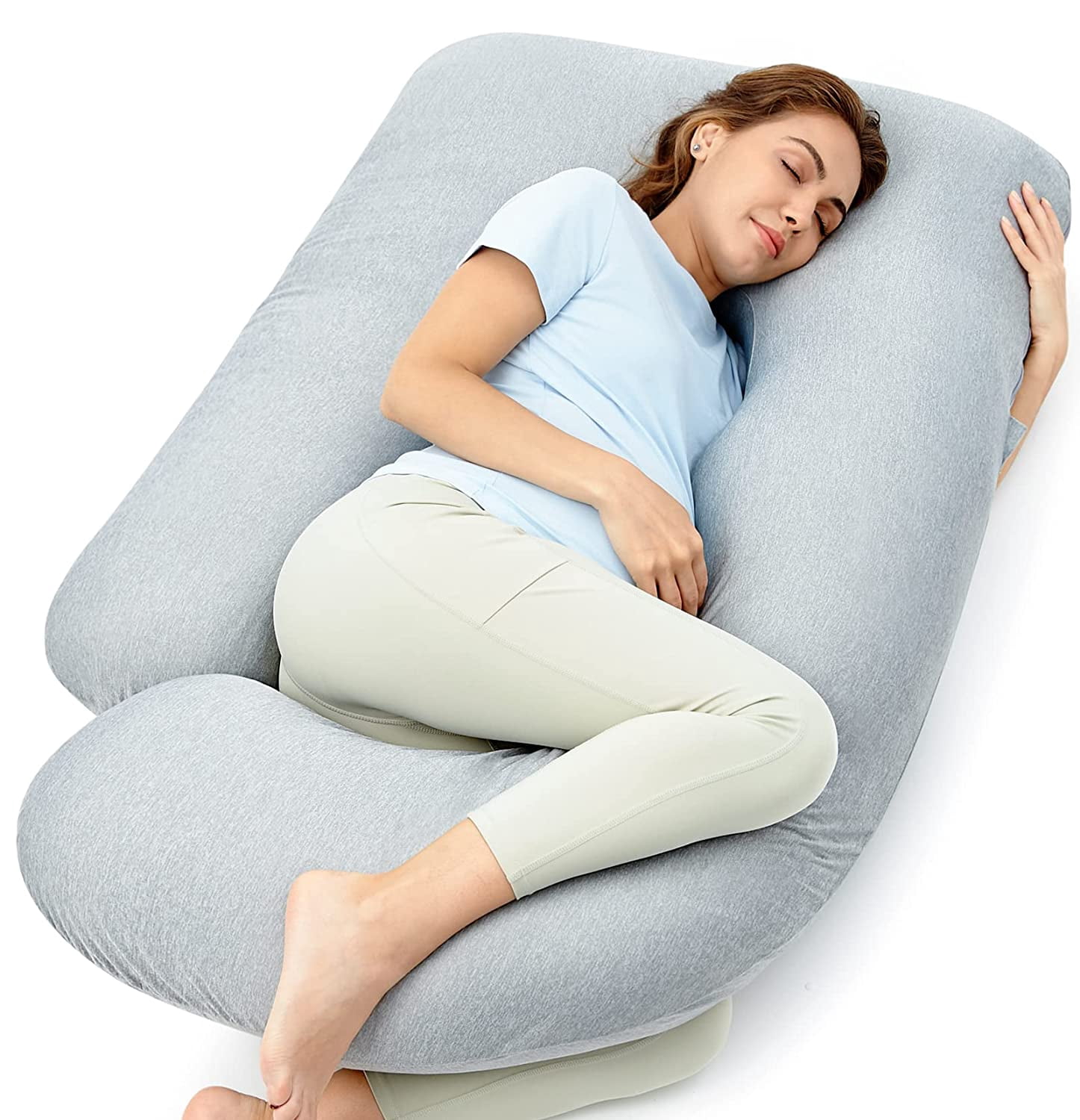 U Shaped Pregnancy Pillows with Cotton Removable Cover, Full Body Pillow Maternity Support, Must Have for Pregnant Women