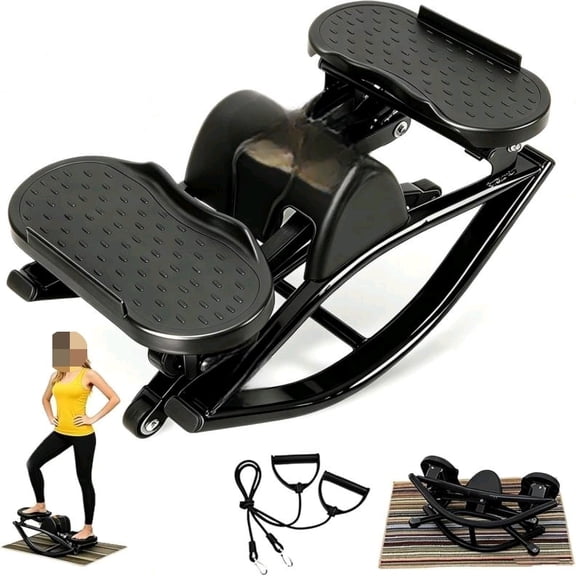 U-Shaped Rock Stepper Machine for Home Workout,Side-to-Side Lateral Rocking Fitness Stepper with Digital Monitor/Resistance Bands,Low-Impact Compact Side Stepper for Full Body Fitness