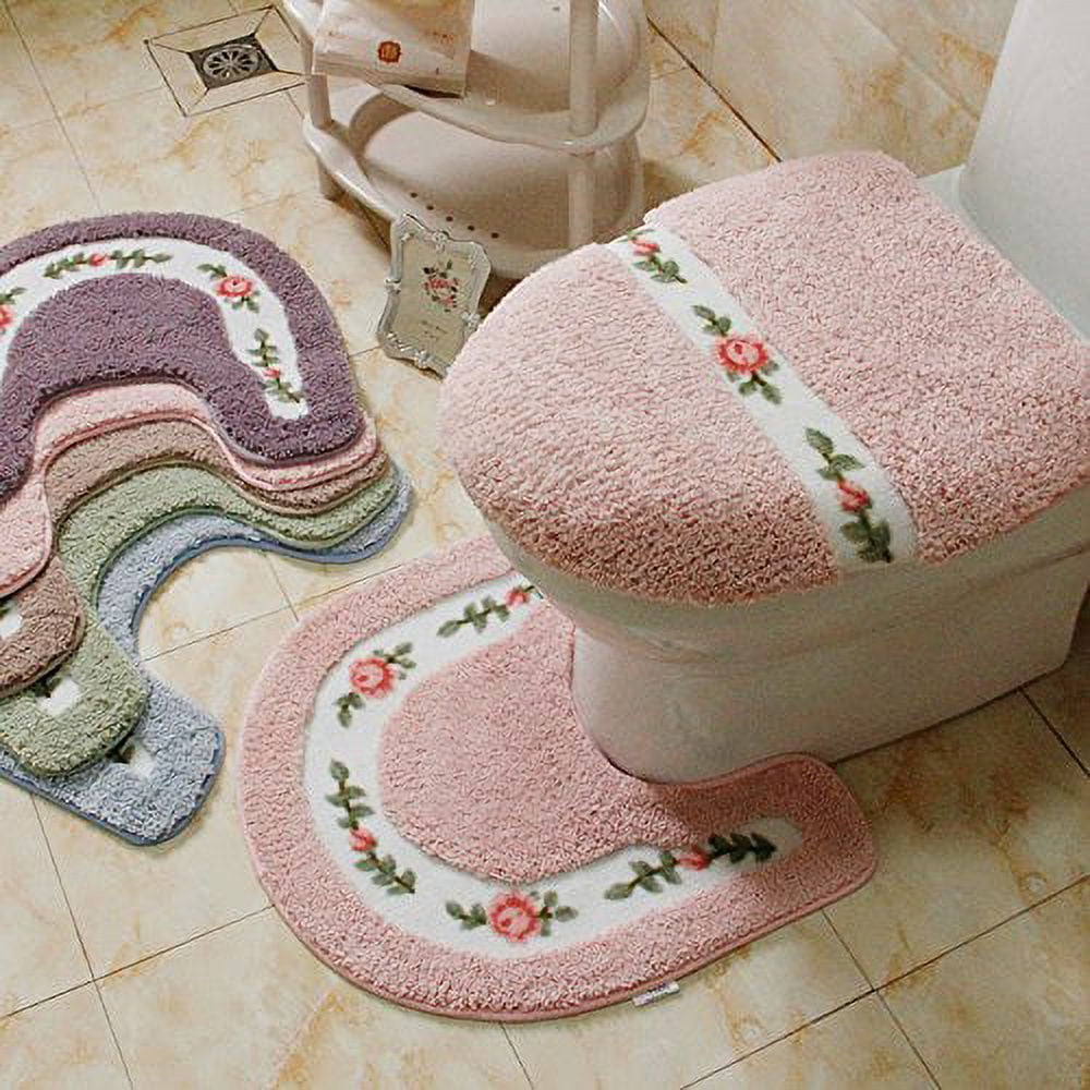 U-Shaped Rug,Pastorable Style Non-Slip Water Absorption U Shaped Toilet ...