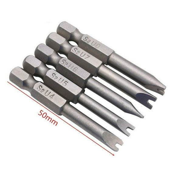 U-Shaped Screwdriver Bit Set, 5-Piece 50Mm U4/U5/U6/U7/U8 Security Bits With 1/4" Hex Shank, Alloy Steel For Electric And Hand Screwdrivers, Repair Tools