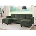 thumbnail image 1 of U Shaped Sectional Sofa,6-Seats Modular Corduroy Sofa Couch with Ottoman for Living Room,Green, 1 of 7