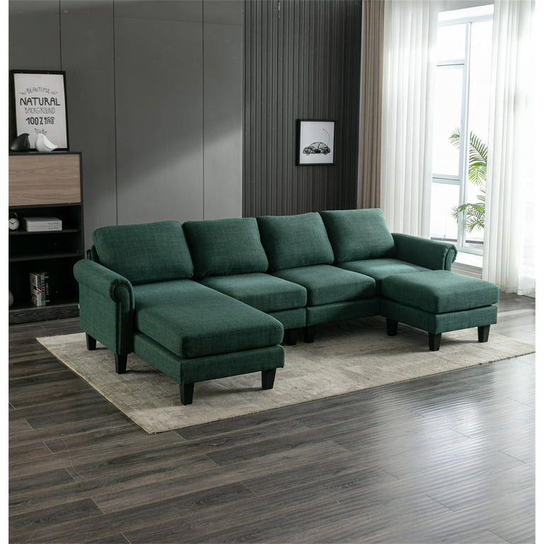 Emerald home chaise sofa cheap with interchangeable ottoman