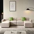 thumbnail image 1 of U Shaped Sectional Sofa Couch,Modern Upholstered Sofa Couch with Convertible Chaise and Pillows,Modular Fabric Sofa Couch for Living Room Office Apartment,Beige, 1 of 7